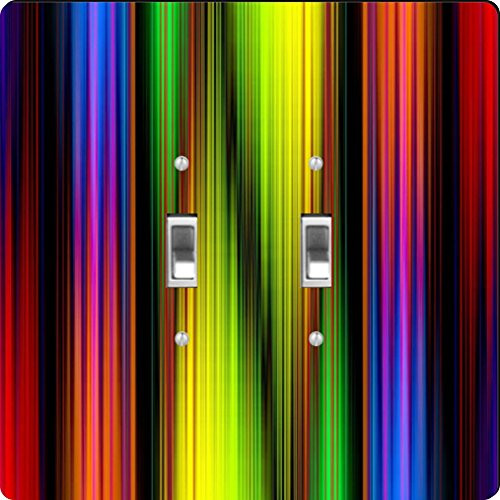 Rikki Knight Neon Rainbow Design Double Toggle Light Switch Plate