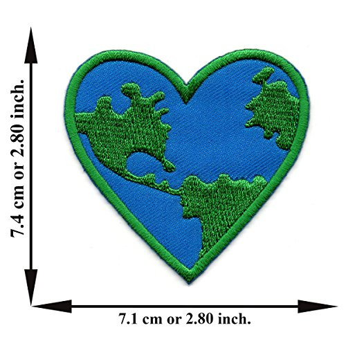 Heart Earth Safe The World Love Planet Logo Peace Happy Applique Iron on Patch Sew Embroidered
