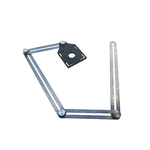 KingBra Four-Sided Stainless Steel Multi-angle Measuring Ruler,Four Fold Ruler Ceramic Tile Opening Hole Locator,Silver Universal Angularizer Ruler, High Precision Measuring Ruler