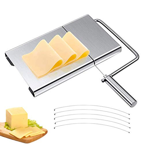 Cheese Slicer with Wire,Stainless Steel Cheese Cutter,Adjustable Butter Slicer Food Slicer with 5 Replaceable Cheese Slicer Wires for Cheese Butter Sausage Cheese Slicer with Wire,Stainless Steel Cheese Cutter,Adjustable Butter Slicer Food Slicer with 5 Replaceable Cheese Slicer Wires for Cheese Butter Sausage