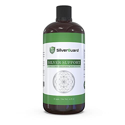 SilverGuard Enhanced Colloidal Silver Liquid Immune Support Supplement30ppm Pure  and  Natural Structured Silver WaterOrganic Colloidal Silver Solution16 oz Bottle -1 Pack-