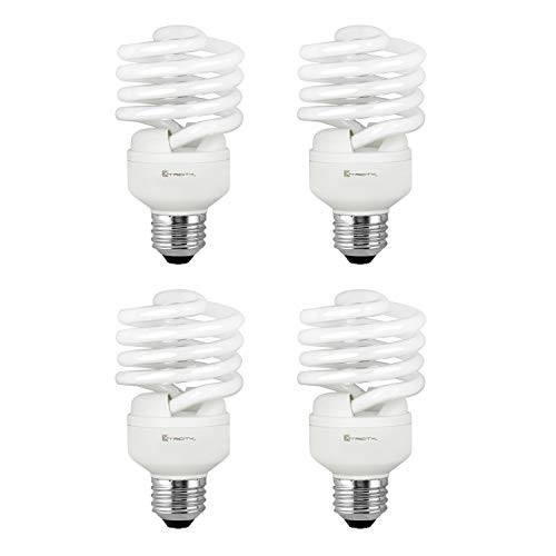 Compact Fluorescent Light Bulb T2 Spiral CFL, 4100k Cool White, 23W -100 Watt Equivalent-, 1520 Lumens, E26 Medium Base, 120V, UL Listed -Pack of 4-