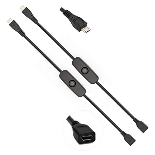 Raspberry Pi Power Switch, iUniker Raspberry Pi 3 B plus Power Supply Cord Pi Power Switch Cable Switch Push On Off for Pi 3 Model B plus, Pi 3 Model B, Pi 2 B, Pi 1 B plus, Pi Zero/w -2-Pack-