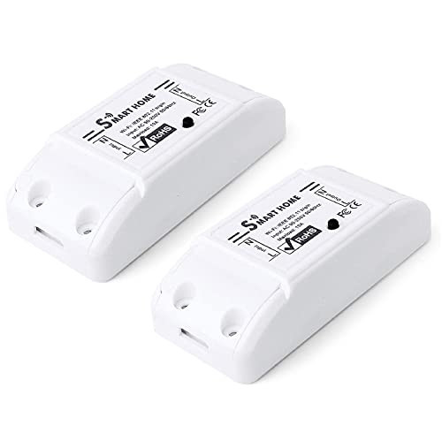TNP WiFi Smart Switch Home Automation Light Switch Module - Amazon Echo Alexa Google Home Assistant Compatible Remote Household Appliance Wireless Timer Plug Outlet Socket Controller Device -2 Pack-