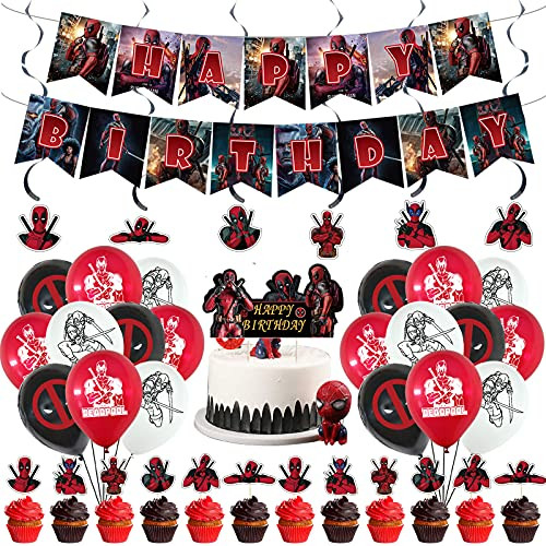Deadpool Party Decorations ,Deadpool Birthday Party Supplies, Superhero Deadpool Party Decorations Supplies Sets for Birthday Party for Children,Adults,Fans of Superheros Birthday Party Decorations.