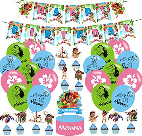 U/B Moana Birthday Party Supplies Moana Banner Cake Cupcake Toppers Latex Balloons for Moana Themed Birthday Party U/B Moana Birthday Party Supplies Moana Banner Cake Cupcake Toppers Latex Balloons for Moana Themed Birthday Party