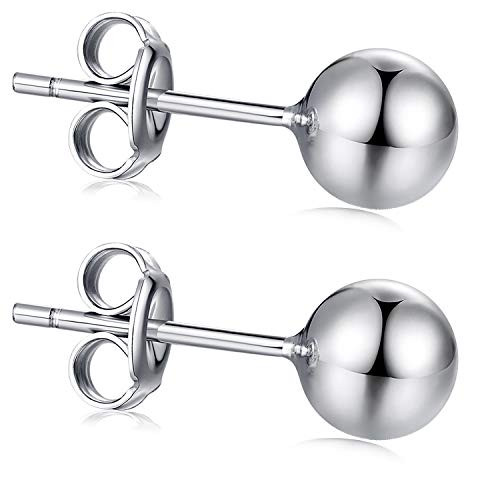 Round Ball Earrings Silver Stud Earrings Hypoallergenic 925 Sterling Silver Simple Ball Studs for Women Men Girls 4mm Round Ball Earrings Silver Stud Earrings Hypoallergenic 925 Sterling Silver Simple Ball Studs for Women Men Girls 4mm