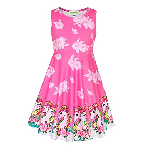 MODAFANS Girls Dress Sleeveless Swing Party Dresses Casual Summer Sundress Pink Unicorn, 8-9 Years MODAFANS Girls Dress Sleeveless Swing Party Dresses Casual Summer Sundress Pink Unicorn, 8-9 Years
