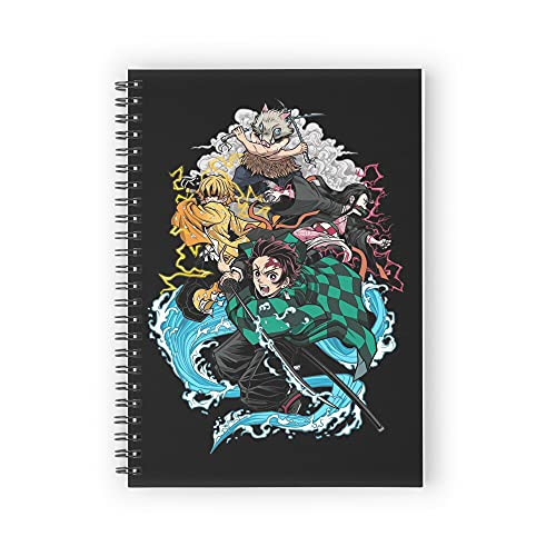 Demon Slayer Spiral Notebook A5, 80 Sheets/160 Pages Lined Paper, For Office, Students, School Supplies