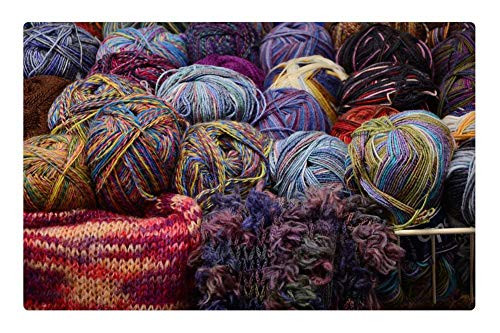 LESGAULEST Doormat Floor Rug/Mat -23.6 x 15.7 inch- - Wool Cat Cradle Knit Hobby Color Tangle