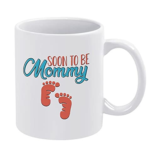 PotteLove Personalized Photo Diy Novelty Funny Aesthetic White Ceramic Coffee Mug Tea Cup Gift with Sayings Soon To Be Mommy for Men Women Mom Dad Teacher Kids 11 Oz