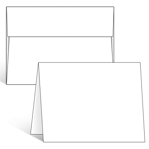 Blank White Cards and Envelopes 100 Pack, Ohuhu 4.25 x 5.5 Heavyweight Folded Cardstock and A2 Envelopes for DIY Greeting Card, Wedding, Birthday, Invitations, Thank You Cards  and  All Occasion