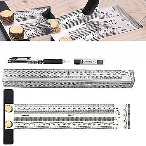 Measuring Right Angle Ruler, Ultra Precision Marking Ruler and T-Type Ruler, Right-Angle Ruler, Stainless Scribing Line Ruler Carpenter Protractor Measuring Tool. -Right Angle Ruler-