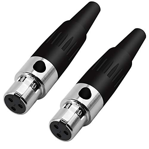 Yeung Qee Mini 3 Pin XLR Female Audio Connector Microphone Cable Socket Adapter -2 Pack-