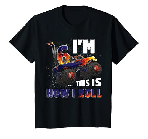 Kids 6 year old monster truck birthday boy 6th Truck car B-day T-Shirt Kids 6 year old monster truck birthday boy 6th Truck car B-day T-Shirt