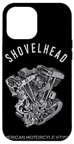 iPhone 12 Pro Max Vintage HD Motorcycle VTwin ShovelHead Engine Drawing Biker Case