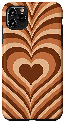 iPhone 11 Pro Max Matcha Love Heart Coffee Latte brown Pattern Phone Case