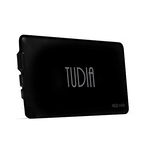 TUDIA V8 Slim 4800 mAh Ultra Thin Compact Portable External Battery Power Pack Bank with High-Speed Charging Technology (Black)
