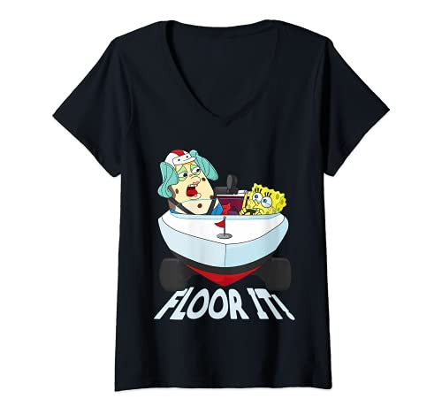 Mademark x SpongeBob SquarePants - Womens SpongeBob Floor It V-Neck T-Shirt