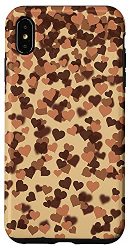 iPhone XS Max Brown Heart Phone Case Latte Coffee Cute Valentines Pattern Case