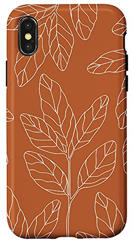 iPhone X/XS Banana Leaves Botanical Modern Line Art Terracotta Orange Case