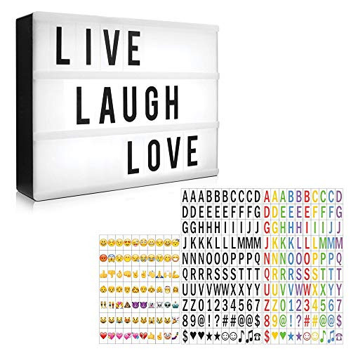 Eutuxia Cinematic Light Box Set with 330 Decorative Letters, Numbers, and Symbols  LED Light Box, Room Decor Sign, Marquee Light Up Sign - Personalized A4 White LED Letter Box with Light Up Letters