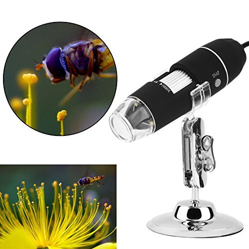 Zhenrong 20X-1000X USB Digital Microscope camera android 8-LED light 2.0MP HD Magnifying Glass Magnifier Endoscope Work with Windows/Linux/Vista (Simple microscope 1000X.)