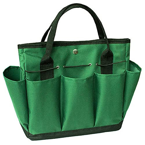 Garden Tool Bag Plant Tools Tote Bag Oxford Plant Tool Kit Storage Bag Portable Garden Tool Bag Heavy Duty Store Content Organizer Lawn Yard Bag Dark Green