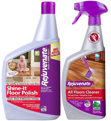 Rejuvenate Shine-It Floor Polish 40oz w/ All Floors Cleaner 32 oz