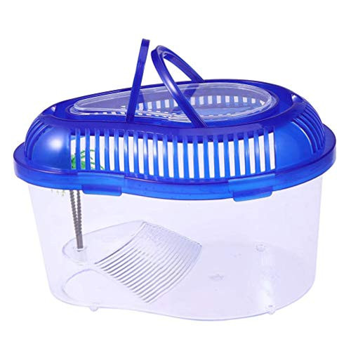 ULTECHNOVO Turtle Tank Turtle Live Breeding Box Plastic Transparency Turtle Container with Handle Cover Reptile Aquarium Tank Drying Platform - Size M