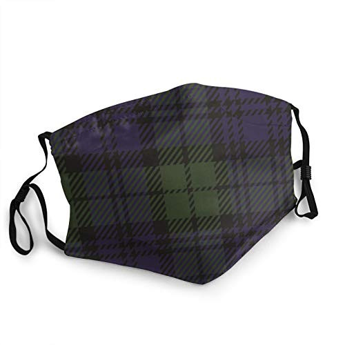Black Watch Tartan Plaid Face Mask Reusable, Comfortable and Breathable,Adjustable Ear Loops,Adjustable Nose Wire