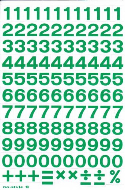 Numbers Letters Design - Green - Sticker Sticker Set Character - 1 Sheet Dimensions 27 cm x 18 cm