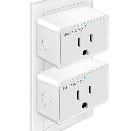 WiFi Smart Plug Works with Alexa Echo/Google Home/IFTTT, slitinto Mini Smart Socket WiFi Outlet with Energy Monitoring and Timer Function, No Hub Required, Remote Control from Anywhere 16A - 2 Pack