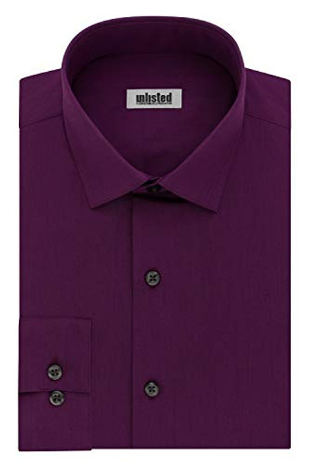 Unlisted by Kenneth Cole mens Slim Fit Solid Dress Shirt, Raspberry, 16 -16.5 Neck 34 -35 Sleeve Large US