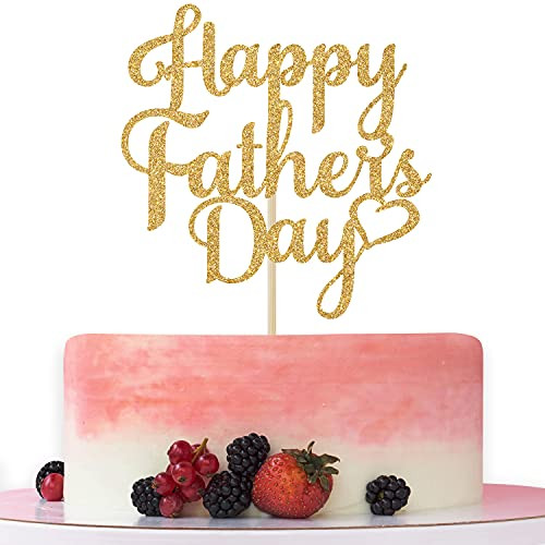 Happy Father's Day Cake Topper-Happy Birthday Dad-Best Dad Ever-Happy Father's Day Party Decorations Supplies Gold Glitter.