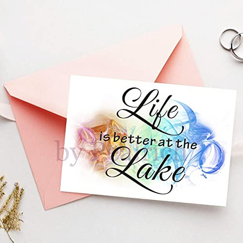 Cards with Envelopes Blank Inside, Life Is Better at The Lake Birthday Greeting Card 10x7 Inches