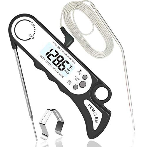 Meat Thermometer, PEMCLEN Digital Instant Read Food Thermometers Oven Safe Meat Thermometer with Dual Probe, Backlight, Alarm for Grill Cooking Kitchen Smoker BBQ Food Candy Meat Thermometer, PEMCLEN Digital Instant Read Food Thermometers Oven Safe Meat Thermometer with Dual Probe, Backlight, Alarm for Grill Cooking Kitchen Smoker BBQ Food Candy