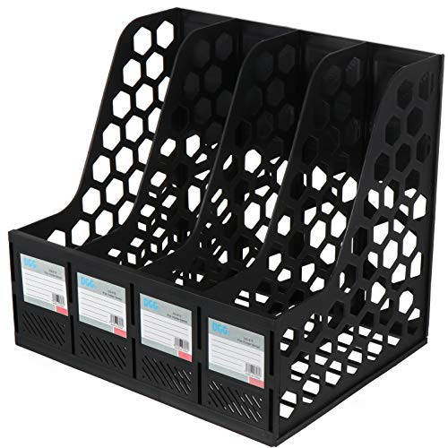 IMIKEYA Magazine File Holder Desktop File Organizer Mail Sorter Desktop Bookshelf Desktop Storage Organizer Office Supplies for Home Office Black