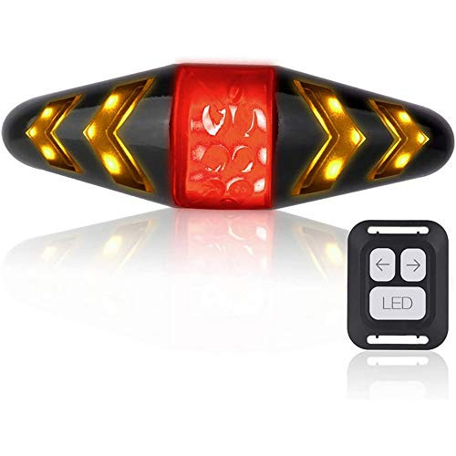 Apofly 1PC Bicycle Tail Light, with Turn Signal, USB Charging Super Bright LED Safety Warning Bicycle Brake Tail Light, Wireless Remote Control, Waterproof, Suitable for Mountain Bikes Black