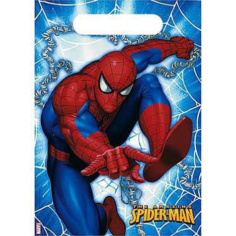 Hallmark Marvel The Amazing Spider-Man Set of Loot Bags -Webslinging on Blue-