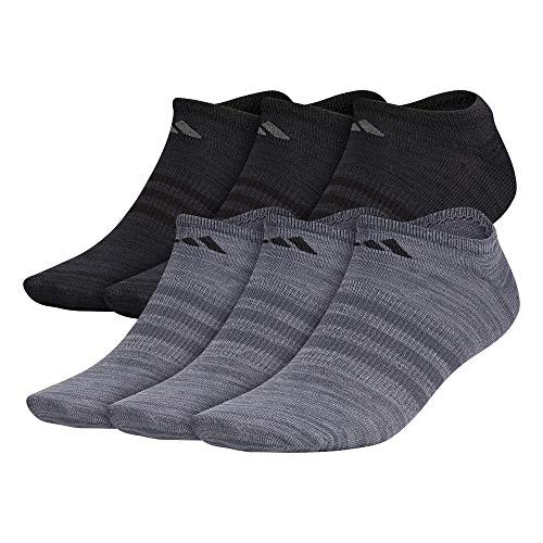 adidas mens Superlite No Show Socks -6-Pair- , Onix Grey/Grey/Black, Large