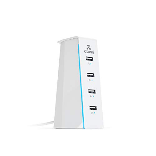 Atomi Charge Stand 4-Port USB Desktop Charger, White