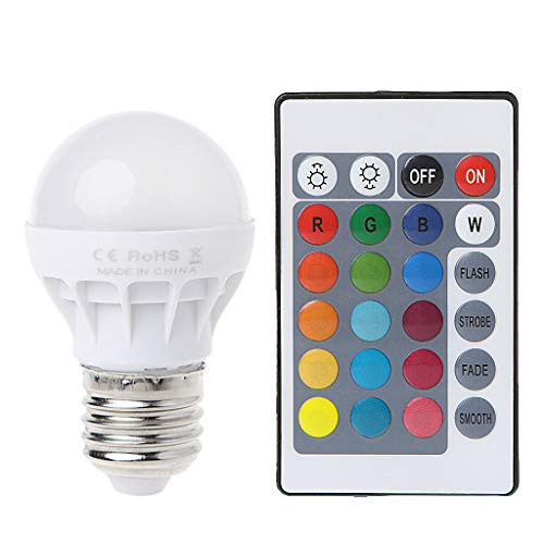 Keaiduoa LED Light Bulb Lamp Color Changing 3W E27 AC 85-265V RGB plus IR Remote Control