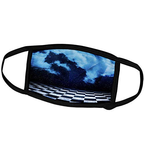 3dRose A Black and White Checkerboard Floor Against A Starry Cloudy Sky - Face Covers -fc-213686-1-