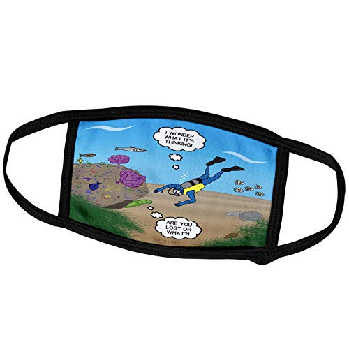 3dRose Scuba Diver and Moray EEL - Ponder Each Other on The Ocean Floor - Face Covers -fc-306011-1-