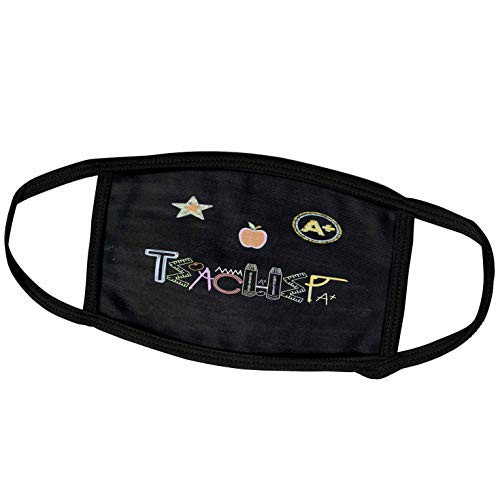 3dRose Image of Teacher Spelled, School Supplies, Blackboard Style. - Face Covers -fc-334038-3- 3dRose Image of Teacher Spelled, School Supplies, Blackboard Style. - Face Covers -fc-334038-3-