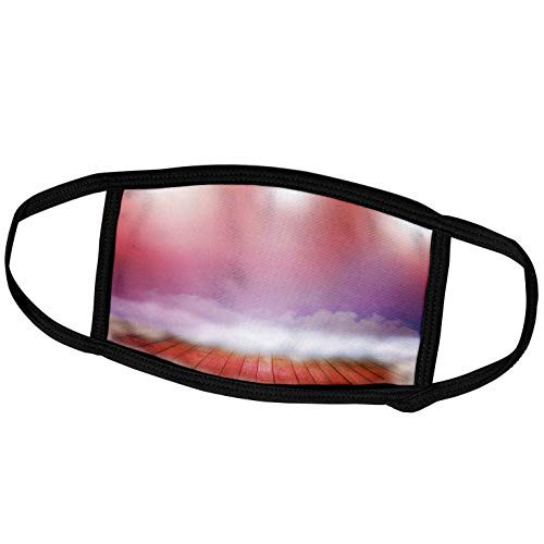 3dRose Anne Marie Baugh - Fantasy - Wooden Floor Against A Cloudy Pink Spotlight Sky - Face Masks -fm-213783-3-