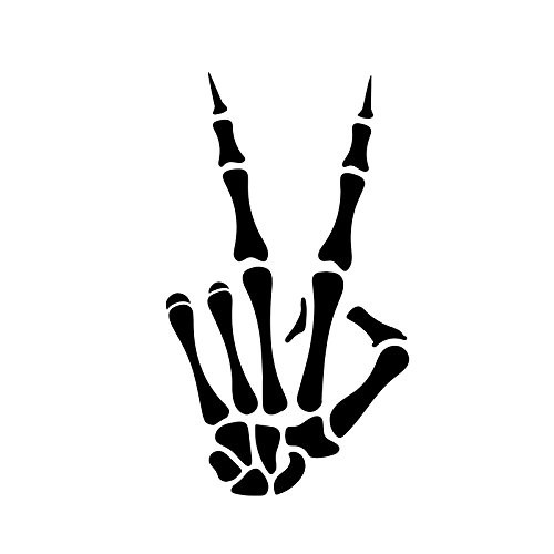Bargain Max Decals Peace Sign Skeleton Hand Decal Notebook Car Laptop 5.5" -Black-