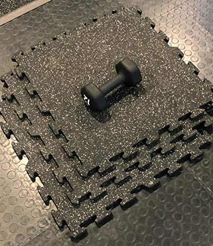 American Floor Mats - 1/4 Inch Thick Warrior Gym Rubber Flooring - Interlocking Rubber Tiles Solid Black - Single Center Tile