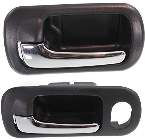 Interior Door Handle Compatible with HONDA Civic 2001-2005 Front and Rear Door Handle Left Side Inside Set of 4 Chrome Black Sedan EX/LX/Hybrid Models